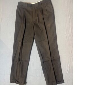 Austin Reed Signature Mens 36R Brown 100% Wool Pleated Cuffed Dress Pants‎